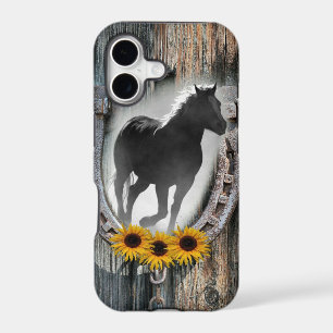 Galloping Horse Cowboy Boots Horseshoe Sunflowers
