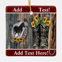 Galloping Horse Cowboy Boots Horseshoe Sunflowers