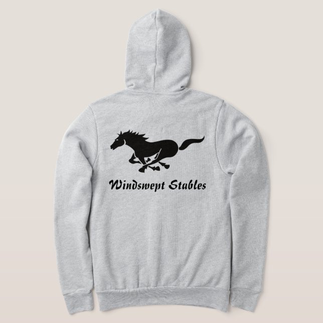 Galloping Horse Custom Text Equestrian Hoodie (Laydown Back)
