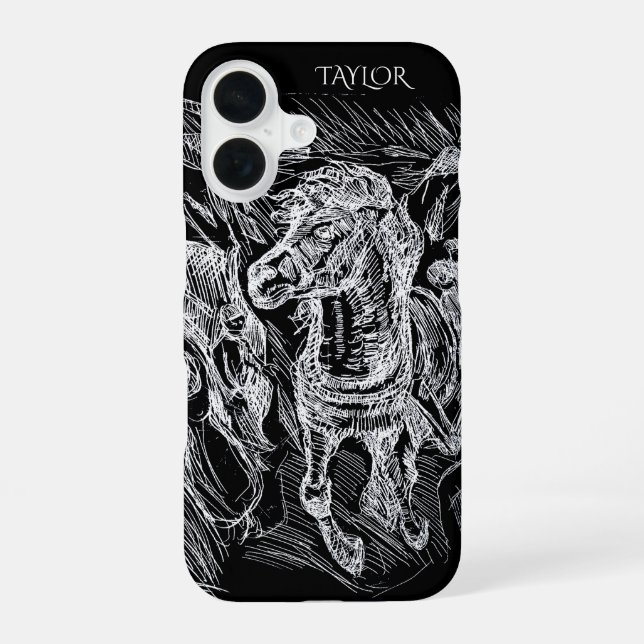 Galloping Horse – Edvard Munch Personalized  iPhone 16 Case (Back)