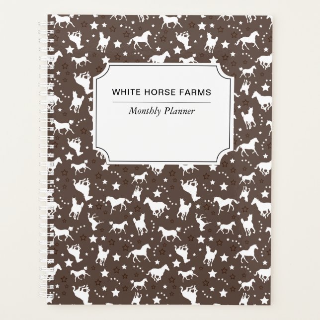 Galloping Horse Equine Equestrian Pattern Brown Planner (Front)