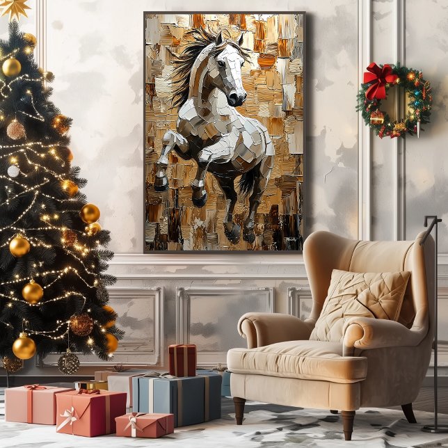 Galloping Horse in Dynamic Impasto Art Canvas Print (Creator Uploaded)