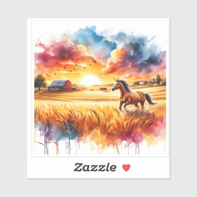 Galloping Horse in Golden Fields (Sheet)