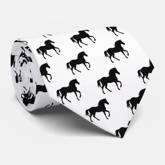 Galloping Horse Silhouette Farm   Tie (Rolled)