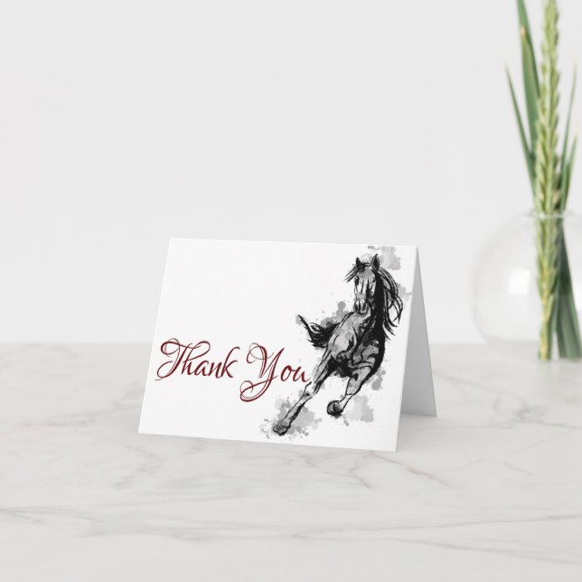 Galloping Horse Sketch Thank You Card (Front)