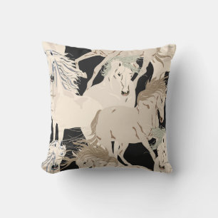Galloping horse vintage seamless pattern. Square b Cushion