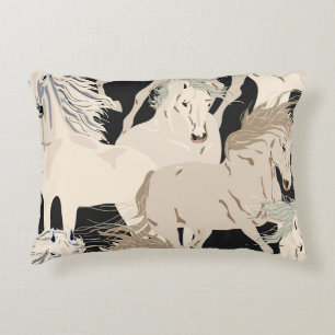 Galloping horse vintage seamless pattern. Square b Decorative Cushion