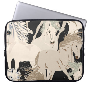 Galloping horse vintage seamless pattern. Square b Laptop Sleeve