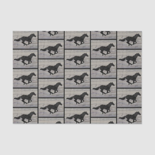 Galloping Horse Watercolor Silhouettes Tissue Paper (Front)