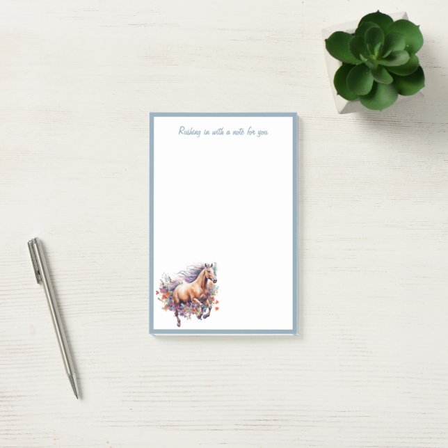 Galloping Horse With Floral Wreath Post-it Notes (Office)