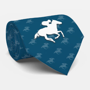 Galloping Horseman Ocean Blue Sports Gifts Tie