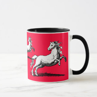 Galloping Horses Elegant Red and Black Mug