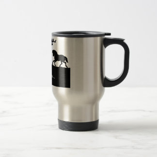 Galloping horses in a country scene travel mug