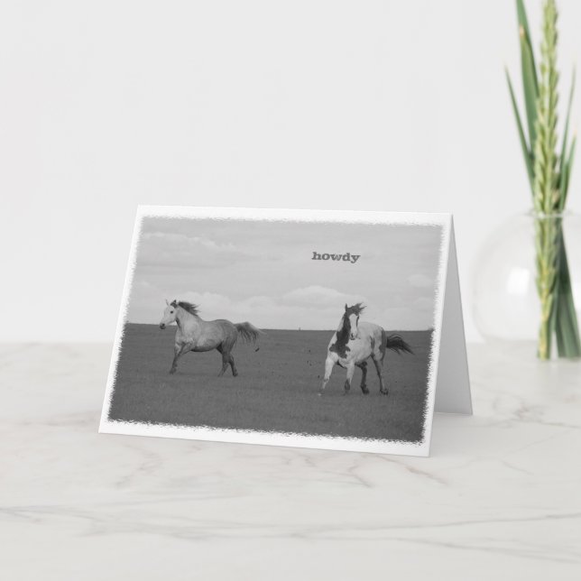 Galloping Horses in Pasture Greeting Card (Front)