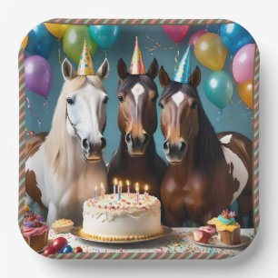 Galloping into Fun: A Horse Birthday Celebration Paper Plate