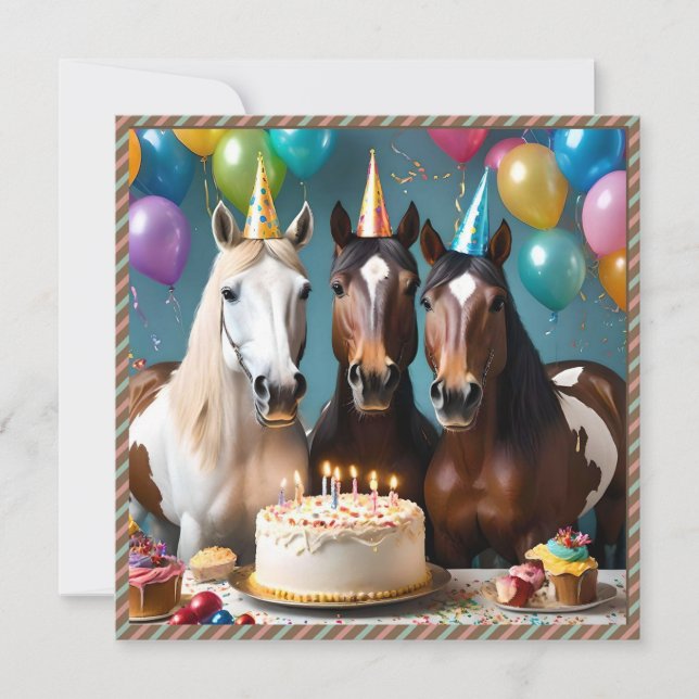 Galloping into Fun: A Horse Birthday Celebration Save The Date (Front)