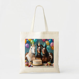 Galloping into Fun: A Horse Birthday Celebration Tote Bag