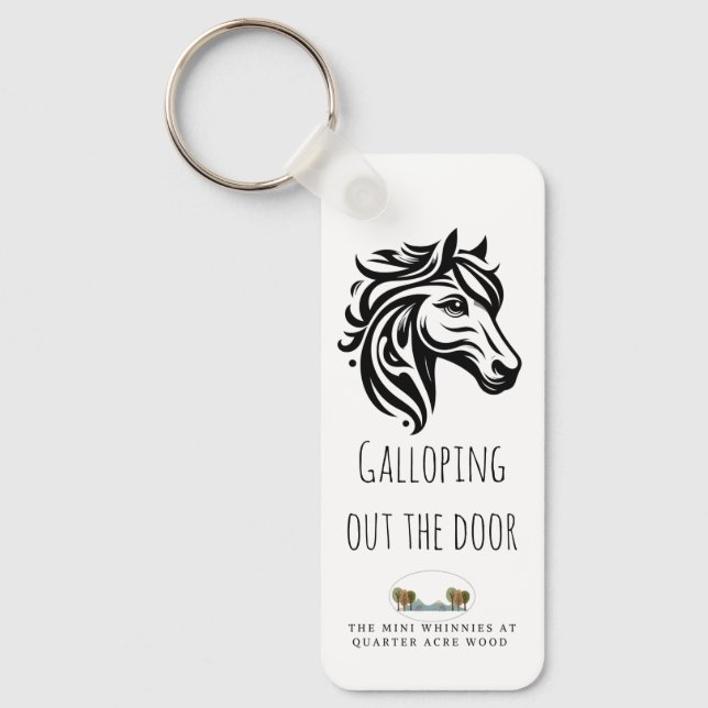 Galloping out the Door Rectangle Keychain (Front)