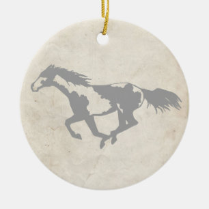 Galloping Paint Horse Ceramic Tree Decoration