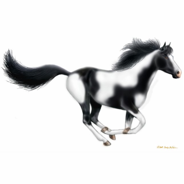 Galloping Paint Horse Holiday Ornament Photo Sculpture Decoration (Front)