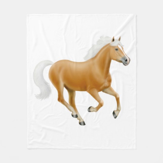 Galloping Palomino Haflinger Horse Fleece Blanket (Front)