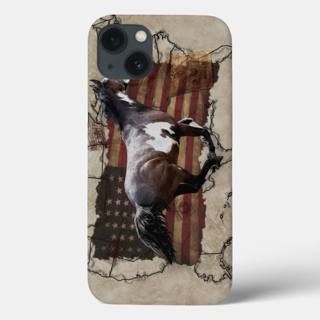 Galloping Pinto Paint USA Pony Express Horse Case-Mate iPhone Case (Back)