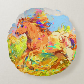 Galloping Pony - Children's Book Art Round Cushion