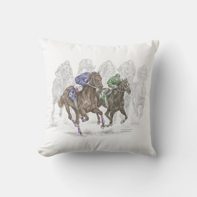 Galloping Race Horses Cushion (Front)