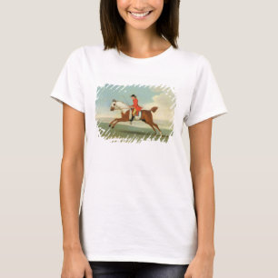 Galloping Racehorse and mounted Jockey in Red (oil T-Shirt