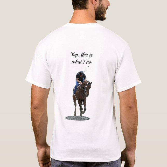 Galloping Thoroughbred Horse And Rider B T-Shirt (Back)