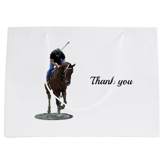 Galloping Thoroughbred Horse And Rider Gift Bag (Front)