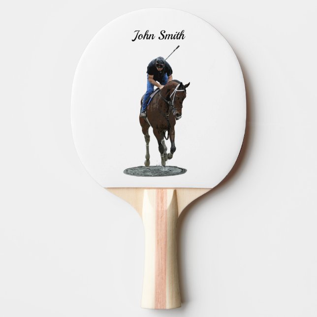 Galloping Thoroughbred Horse And Rider Pong Paddle (Front)