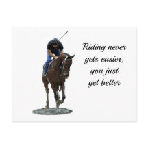 Galloping Thoroughbred Horse And Rider Postcard