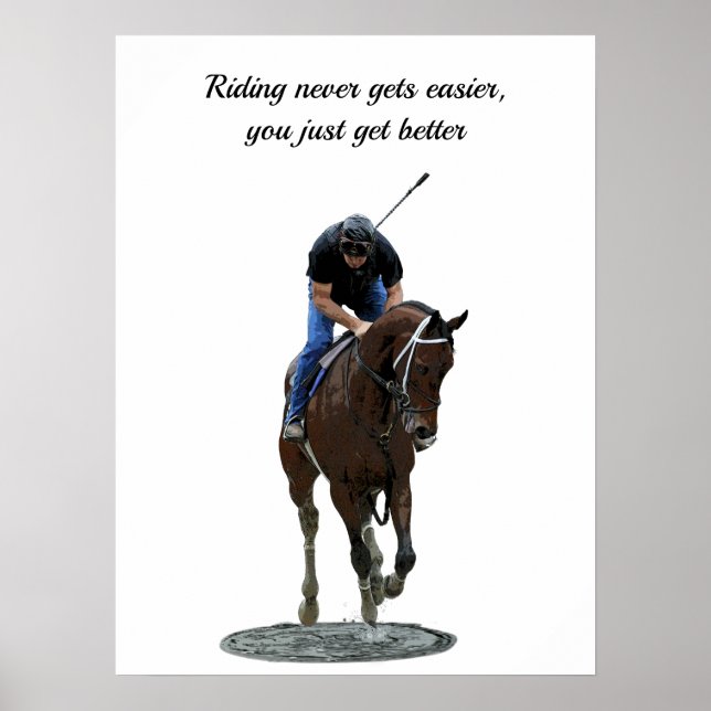 Galloping Thoroughbred Horse And Rider Poster (Front)