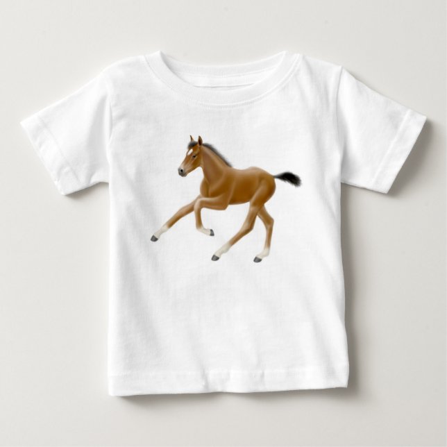 Galloping Thoroughbred Horse Foal Baby Shirt (Front)