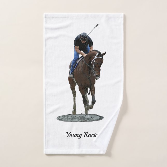 Galloping Thoroughbred Horse Hand Towel (Hand Towel)