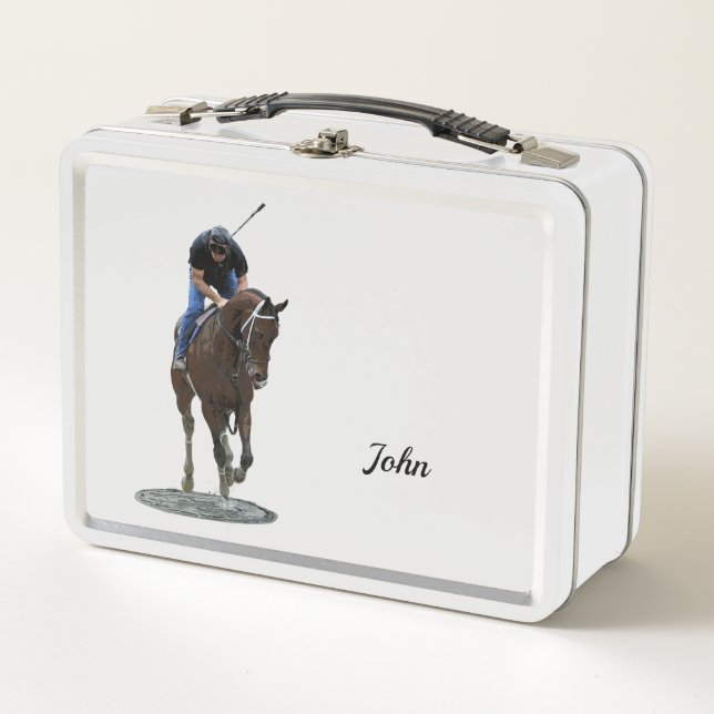 Galloping Thoroughbred Horse Metal Lunchbox (Front)