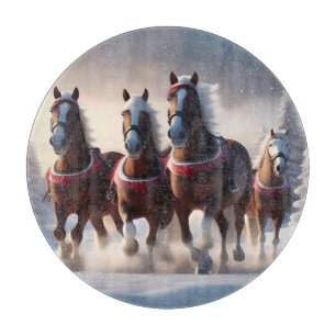 Galloping Through the Snow: Santa’s Magical Horses Cutting Board