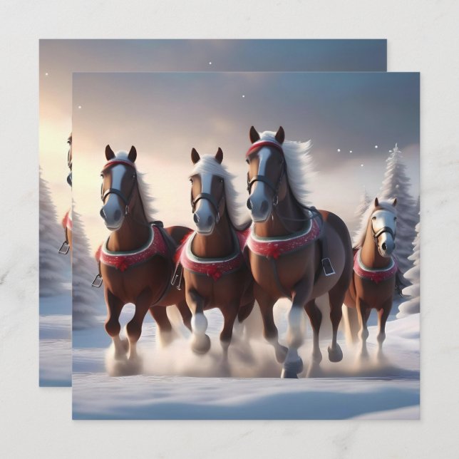 Galloping Through the Snow: Santa’s Magical Horses Invitation (Front/Back)