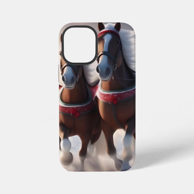 Galloping Through the Snow: Santa’s Magical Horses iPhone Case (Back)