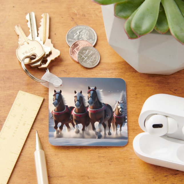 Galloping Through the Snow: Santa’s Magical Horses Key Ring (Desk)