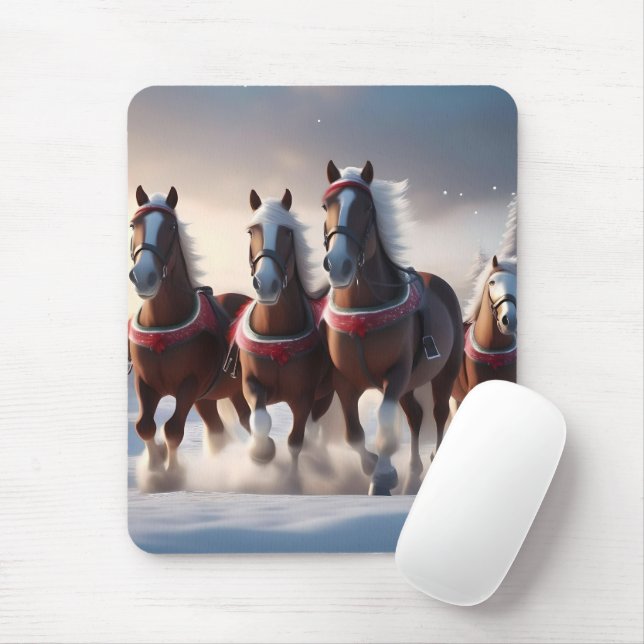 Galloping Through the Snow: Santa’s Magical Horses Mouse Mat (With Mouse)