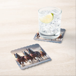 Galloping Through the Snow: Santa’s Magical Horses Paper Coaster