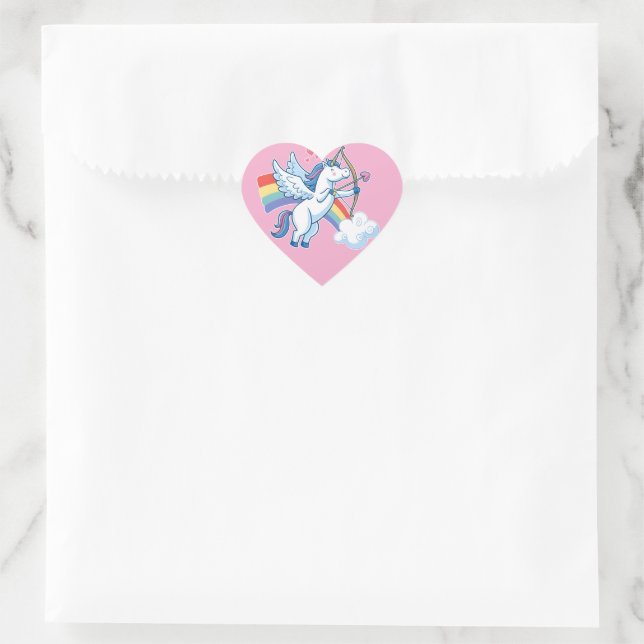 Galloping Unicorn Cupid’s Love Magic  Heart Sticker (Bag)