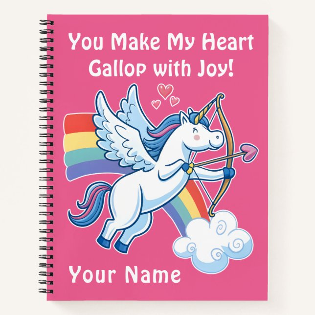 Galloping Unicorn Cupid’s Love Magic  Notebook (Front)