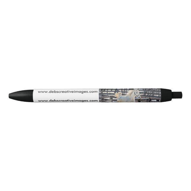 Galloping White Horse Black Ink Pen (Front)