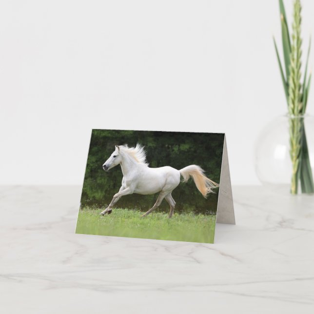 Galloping White Horse Card (Front)