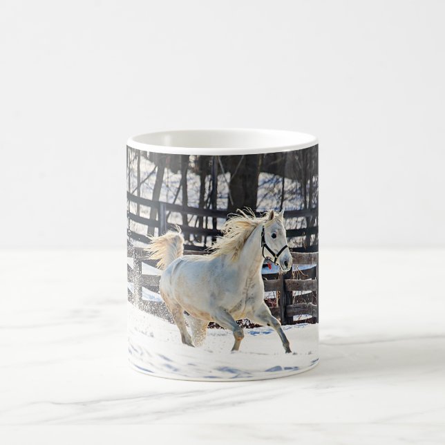 Galloping White Horse Coffee Mug (Center)