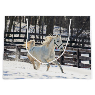 Galloping White Horse Large Gift Bag