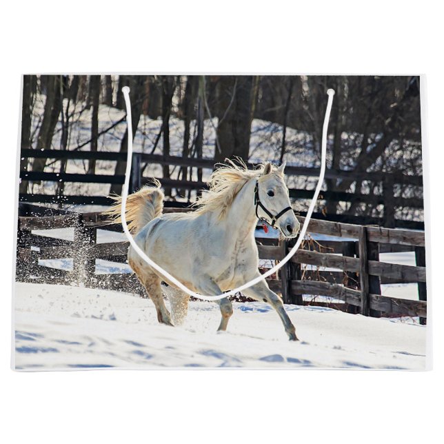 Galloping White Horse Large Gift Bag (Front)